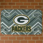 Green Chevron Geometrics Green Bay Packers Doormat - Non-Slip Fan Mat
