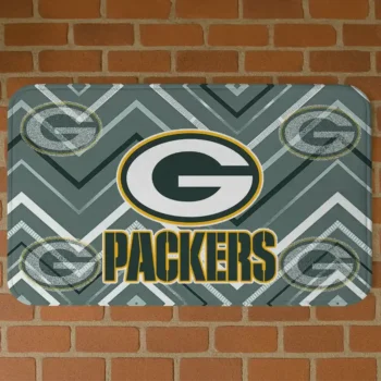 Green Chevron Geometrics Green Bay Packers Doormat - Non-Slip Fan Mat