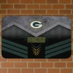 Black/Green Chevron Points Green Bay Packers Doormat - Non-Slip Fan Mat