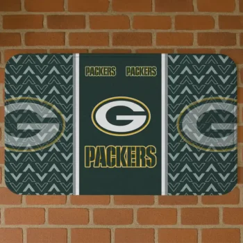 Green Chevron Stack Green Bay Packers Doormat - Non-Slip Fan Mat