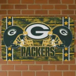 Green Helmet Illustration Green Bay Packers Doormat - Non-Slip Fan Mat