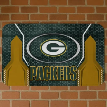 Green Hexagon Oval Green Bay Packers Doormat - Non-Slip Fan Mat