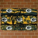 Black/Green Palm Silhouette Green Bay Packers Doormat - Non-Slip Fan Mat