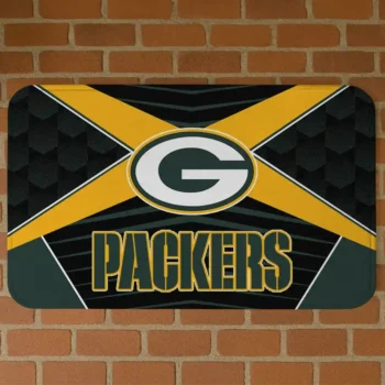 Black/Green Techno Camo Green Bay Packers Doormat - Non-Slip Fan Mat