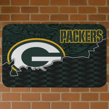 Black/Green Tribal Detailing Green Bay Packers Doormat - Non-Slip Fan Mat