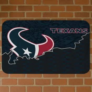 Black/Blue Tribal Detailing Houston Texans Doormat - Non-Slip Fan Mat