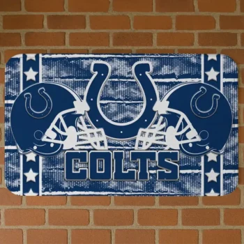 Blue Helmet Illustration Indianapolis Colts Doormat - Non-Slip Fan Mat