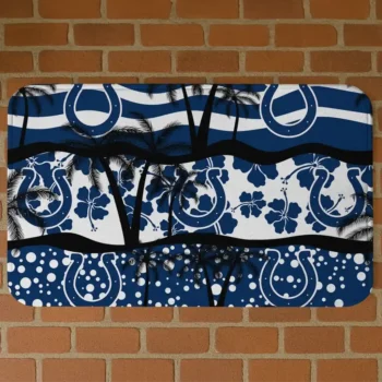 Black/Blue Palm Silhouette Indianapolis Colts Doormat - Non-Slip Fan Mat