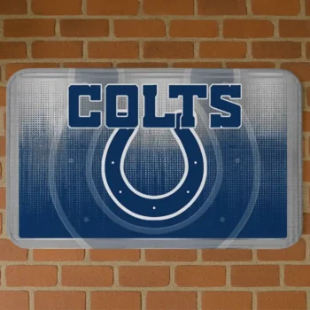 Blue Pixel Blur Indianapolis Colts Doormat - Non-Slip Fan Mat