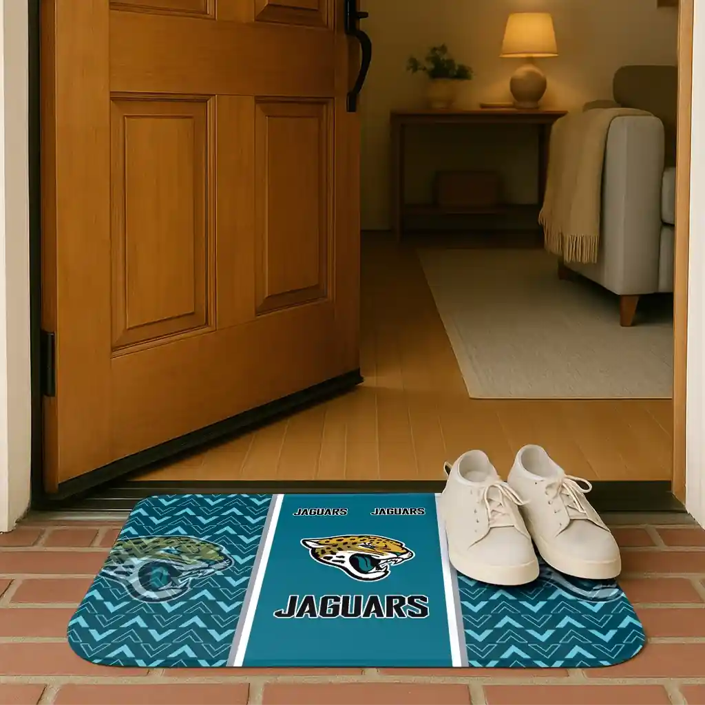 jacksonville-jaguars-chevron-stack-teal-doormat-fashion-forward.webp