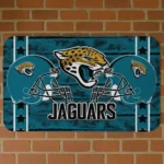 Teal Helmet Illustration Jacksonville Jaguars Doormat - Non-Slip Fan Mat