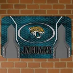 Teal Hexagon Oval Jacksonville Jaguars Doormat - Non-Slip Fan Mat