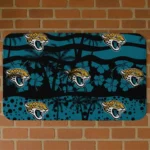 Black/Teal Palm Silhouette Jacksonville Jaguars Doormat - Non-Slip Fan Mat