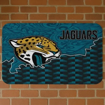 Black/Teal Tribal Detailing Jacksonville Jaguars Doormat - Non-Slip Fan Mat
