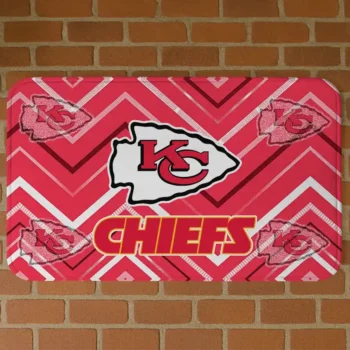 Red Chevron Geometrics Kansas City Chiefs Doormat - Non-Slip Fan Mat
