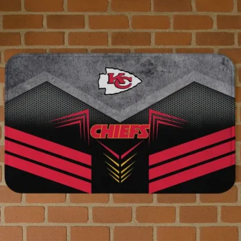 Black/Red Chevron Points Kansas City Chiefs Doormat - Non-Slip Fan Mat