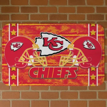 Red Helmet Illustration Kansas City Chiefs Doormat - Non-Slip Fan Mat