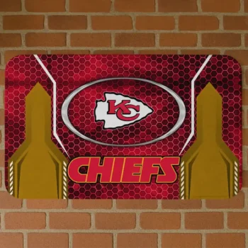 Red Hexagon Oval Kansas City Chiefs Doormat - Non-Slip Fan Mat