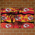 Black/Red Palm Silhouette Kansas City Chiefs Doormat - Non-Slip Fan Mat