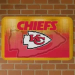 Red Pixel Blur Kansas City Chiefs Doormat - Non-Slip Fan Mat