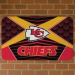 Black/Red Techno Camo Kansas City Chiefs Doormat - Non-Slip Fan Mat