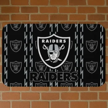 Black Bolt Row Las Vegas Raiders Doormat - Non-Slip Fan Mat