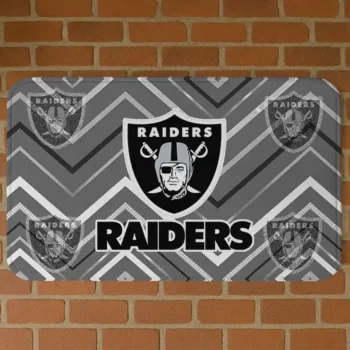 Black Chevron Geometrics Las Vegas Raiders Doormat - Non-Slip Fan Mat