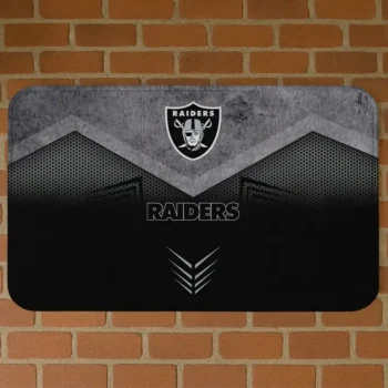 Black Chevron Points Las Vegas Raiders Doormat - Non-Slip Fan Mat