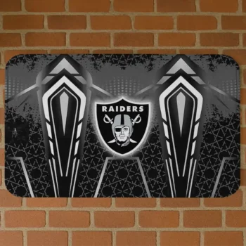 Black Graphic Stripes Las Vegas Raiders Doormat - Non-Slip Fan Mat