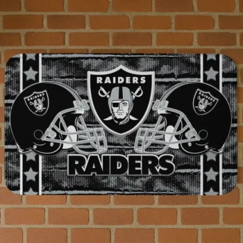 Black Helmet Illustration Las Vegas Raiders Doormat - Non-Slip Fan Mat