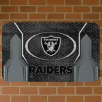 Black Hexagon Oval Las Vegas Raiders Doormat - Non-Slip Fan Mat