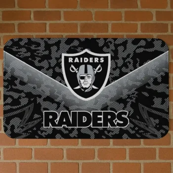 Black Layered Lines Las Vegas Raiders Doormat - Non-Slip Fan Mat