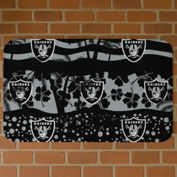 Black Palm Silhouette Las Vegas Raiders Doormat - Non-Slip Fan Mat