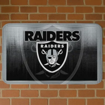 Black Pixel Blur Las Vegas Raiders Doormat - Non-Slip Fan Mat