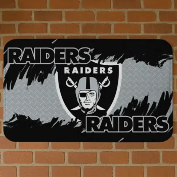 Black Plate Rip Las Vegas Raiders Doormat - Non-Slip Fan Mat