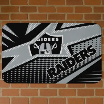 Black Sharp Flash Las Vegas Raiders Doormat - Non-Slip Fan Mat