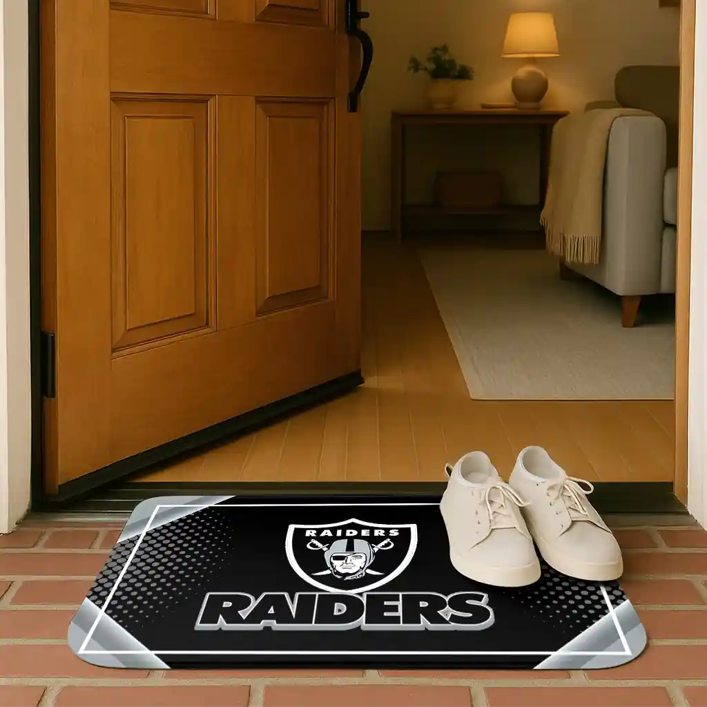 las-vegas-raiders-silver-halftone-black-doormat-fashion-forward.webp