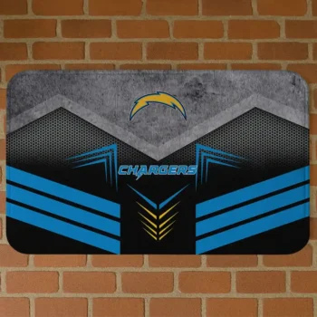 Black/Blue Chevron Points Los Angeles Chargers Doormat - Non-Slip Fan Mat