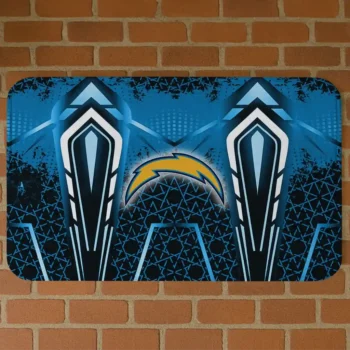 Blue Graphic Stripes Los Angeles Chargers Doormat - Non-Slip Fan Mat