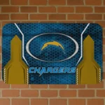 Blue Hexagon Oval Los Angeles Chargers Doormat - Non-Slip Fan Mat