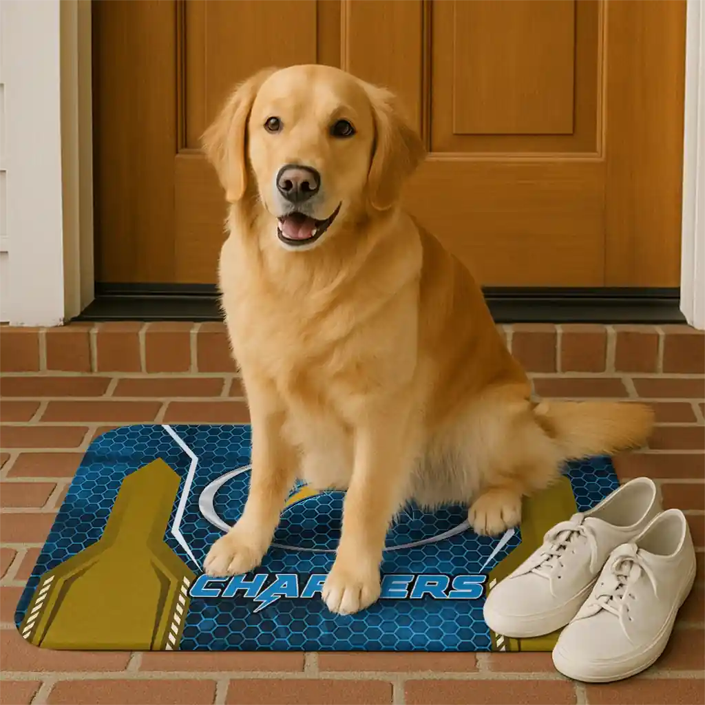 los-angeles-chargers-hexagon-oval-blue-doormat-high-quality.webp
