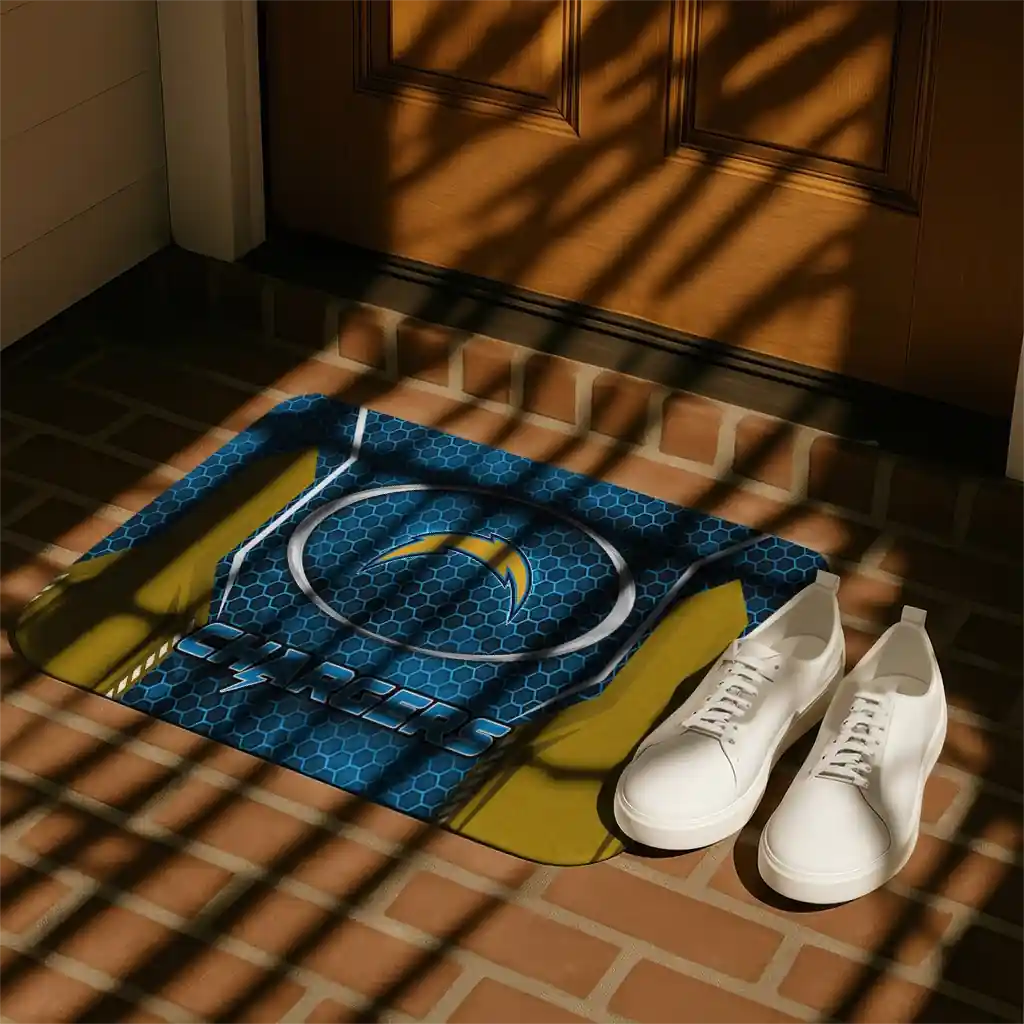 los-angeles-chargers-hexagon-oval-blue-doormat-trendy.webp