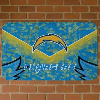 Blue Layered Lines Los Angeles Chargers Doormat - Non-Slip Fan Mat