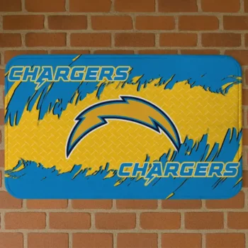 Blue Plate Rip Los Angeles Chargers Doormat - Non-Slip Fan Mat