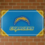 Blue Silver Halftone Los Angeles Chargers Doormat - Non-Slip Fan Mat