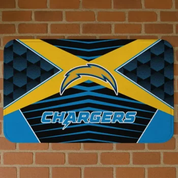 Black/Blue Techno Camo Los Angeles Chargers Doormat - Non-Slip Fan Mat