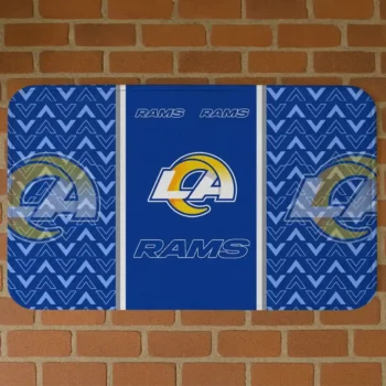 Blue Chevron Stack Los Angeles Rams Doormat - Non-Slip Fan Mat