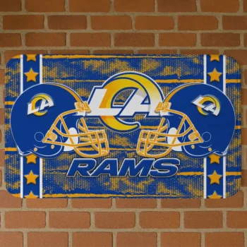 Blue Helmet Illustration Los Angeles Rams Doormat - Non-Slip Fan Mat