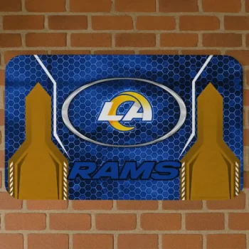 Blue Hexagon Oval Los Angeles Rams Doormat - Non-Slip Fan Mat