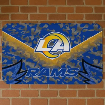 Blue Layered Lines Los Angeles Rams Doormat - Non-Slip Fan Mat